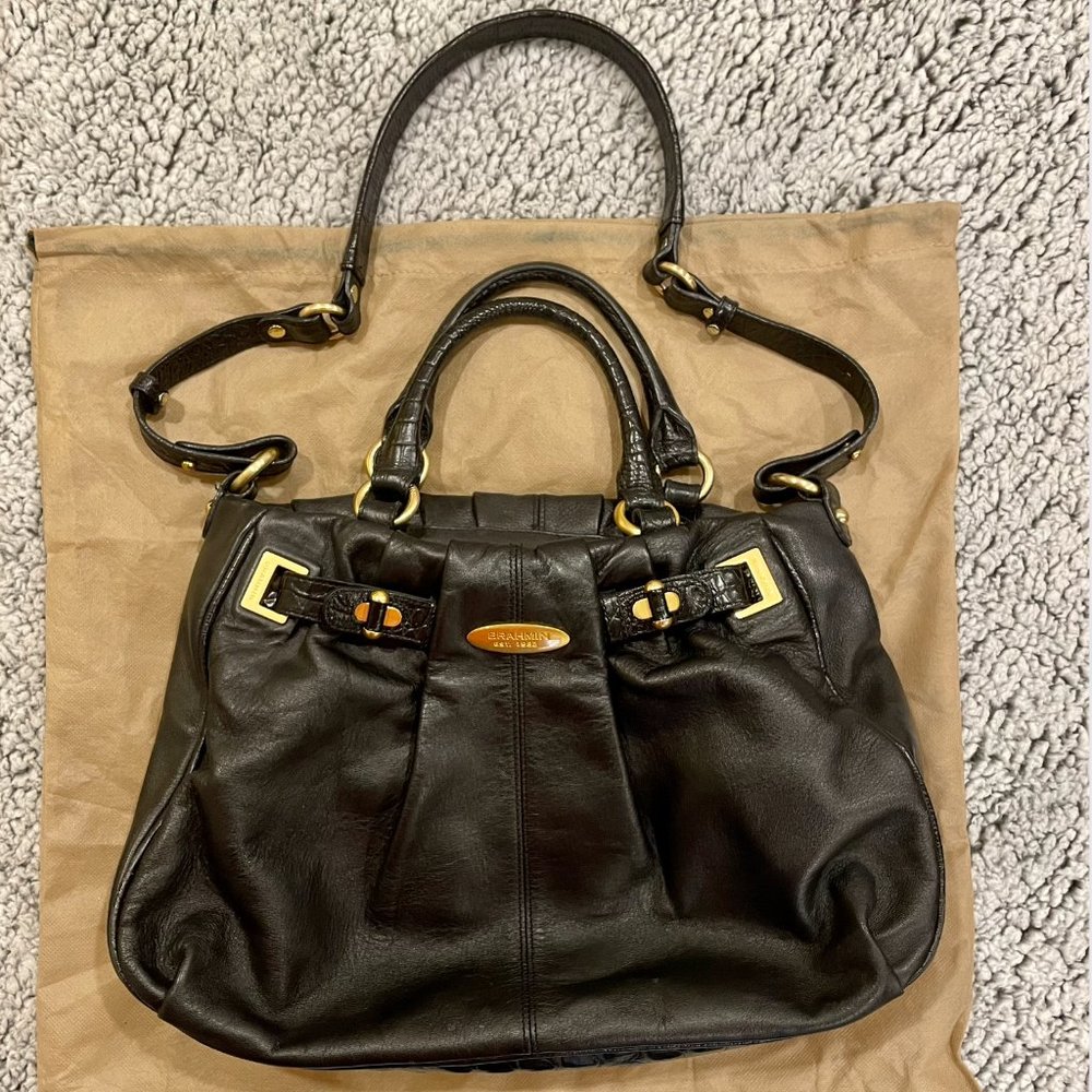 Brahmin genuine leather shoulder bag -  black